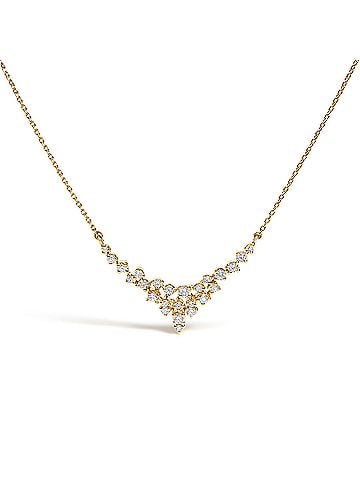 Haus of Brilliance 14K Yellow Gold 1/2 Cttw Diamond Scattered "V" Necklace (I-J Color, SI2-I1 Clarity) - 18" Inches (view 1)