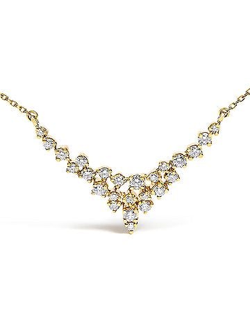 Haus of Brilliance 14K Yellow Gold 1/2 Cttw Diamond Scattered "V" Necklace (I-J Color, SI2-I1 Clarity) - 18" Inches (view 2)