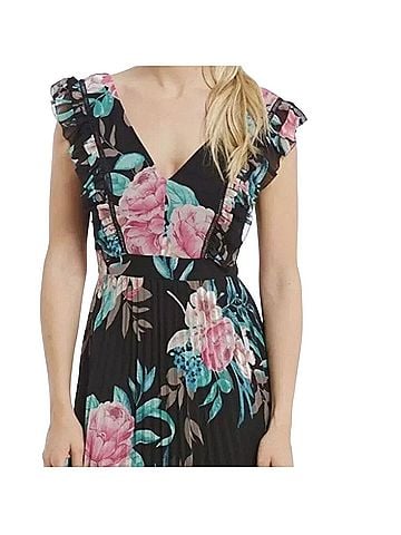 Eliza J Floral Pleated Skirt Maxi Dress Casual Dress (view 1)