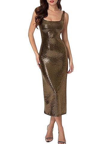 Bebe Disco Dot Sequin Side Slit Dress Cocktail Dress (view 1)
