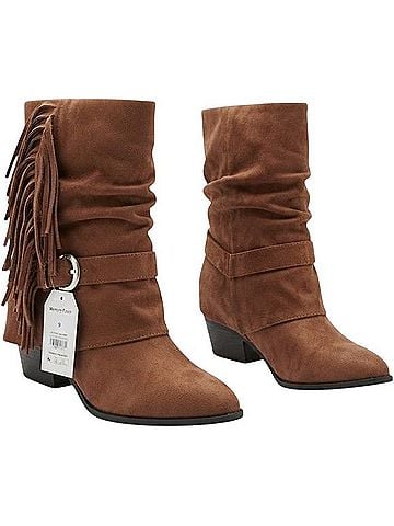Time and Tru Fringe Fold Boots Ankle Boots (view 1)