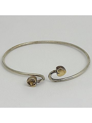 Tiffany & Co. Tiffany &amp; Co. Bangle, 18K Gold, Double Heart Design, Hook, Sterling Silver 925/750, Silver/Gold, Women's (view 2)