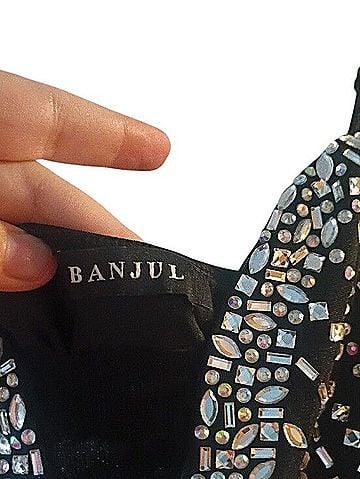 Banjul Black Mini Dress With Silver Stud Details Cocktail Dress (view 2)
