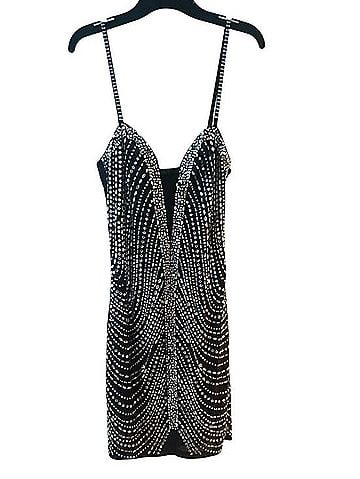 Banjul Black Mini Dress With Silver Stud Details Cocktail Dress (view 1)