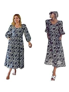 The Great. The Ravine Autumn Leaves Puff Sleeve Midi Casual Dress (view 1)