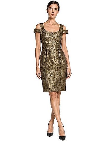 Michael Kors Collection Gold Brocade Dress Cocktail Dress (view 1)