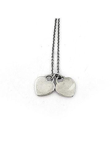 Tiffany & Co. Tiffany &amp; Co. Return to Double Heart Necklace with Tag, Sterling Silver 925, Pink, Women's (view 2)
