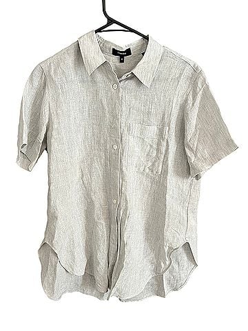 Theory linen-blend Short Sleeve Button-Down Shirt (view 1)