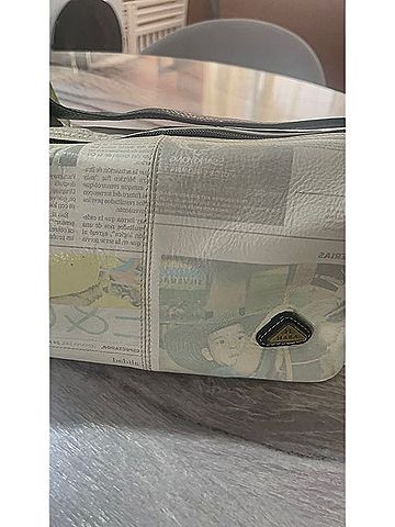 HARARI Leather Bag Newspaper Print Unique Purse Shoulder Bag (view 2)