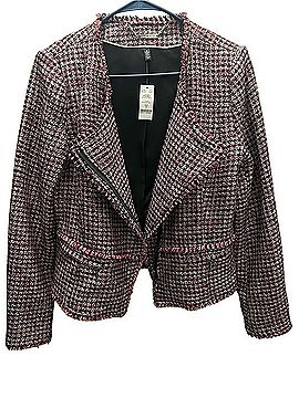 White House Black Market Pink &amp; Black Tweed Fringe Open Blazer Blazer (view 1)