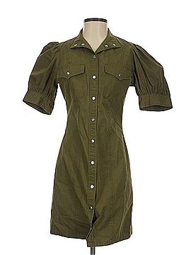 The Kooples Olive Button-Front Utility Shirt Dress Casual Dress (view 1)