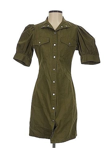 The Kooples Olive Button-Front Utility Shirt Dress Casual Dress (view 1)