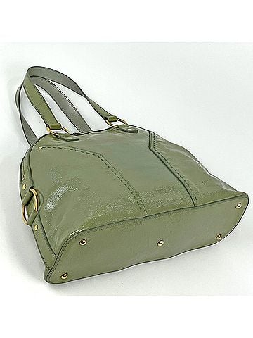 Yves Saint Laurent Yves Saint Laurent Muse handbag, enamel patent leather, green, 156464, women's. (view 2)