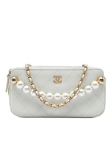Chanel CC Quilted Goatskin Chic Pearls Double Zip Clutch With Chain (view 1)