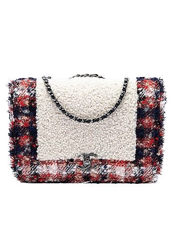 Chanel CC Tweed and Shearling Single Flap (view 1)