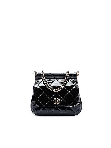 Chanel CC Quilted Patent Frame Flap Clutch with Chain (view 1)
