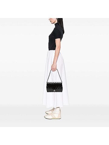 Chanel CC Quilted Patent Striated Flap Clutch with Chain (view 2)