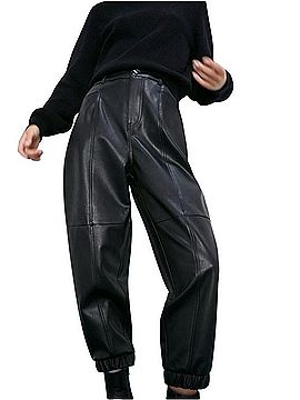 Zara Faux Leather Joggers Faux Leather Pants (view 2)