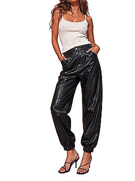 Zara Faux Leather Joggers Faux Leather Pants (view 1)
