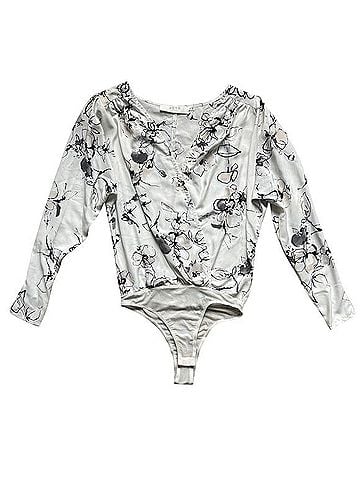 Astr Floral Wrap Bodysuit Long Sleeve T-Shirt (view 2)
