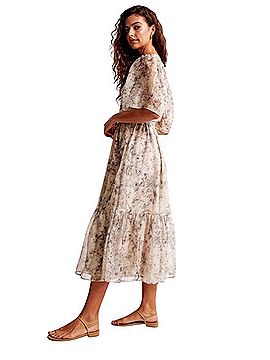 Abercrombie & Fitch Emerson Angel Sleeve Smocked Midi Dress Casual Dress (view 2)