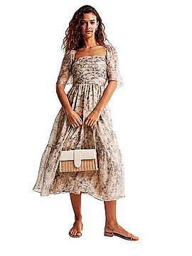 Abercrombie & Fitch Emerson Angel Sleeve Smocked Midi Dress Casual Dress (view 1)