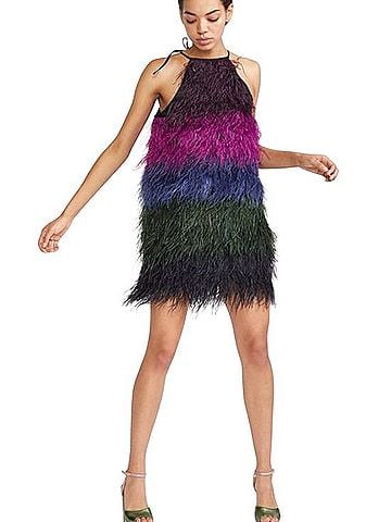 Cynthia Rowley Ivy Ostrich Feather Cocktail Dress (view 1)
