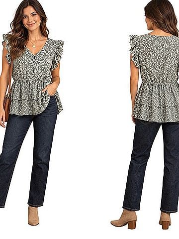 Oddi Ruffled Tiered Peplum Blouse Blouse (view 1)