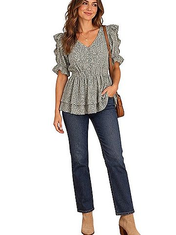 Oddi Ruffled Tiered Peplum Blouse Blouse (view 2)