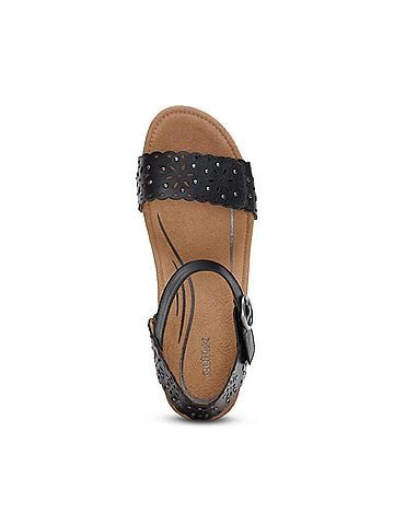 Aetrex Women's Sydney Cutout Espadrille Wedge in Black (view 2)