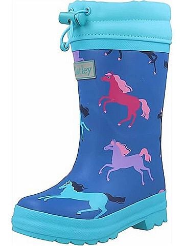 Hatley Boy's Prancing Horses Sherpa Lined Rain Boots 11 Mo in Snorkel Blue (view 2)