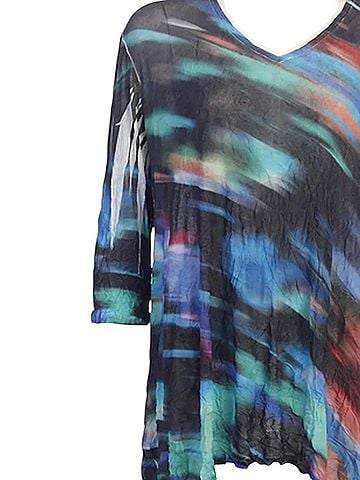 Jess & Jane Spectra Soft Mesh Crushed Tunic Top in Black Multi (view 2)