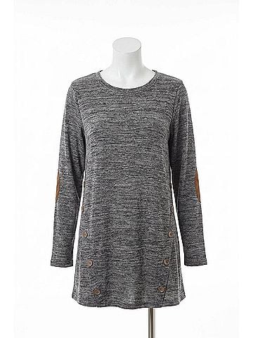 Papillon Heathered Tunic With Button Detail in Grey (view 1)
