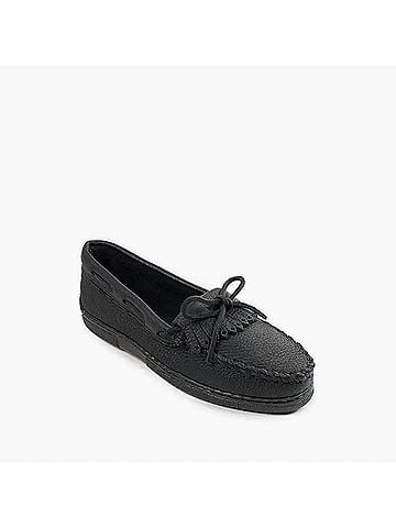 Minnetonka Women's Moosehide Kilty Shoes in Black (view 1)