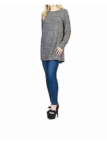 Papillon Heathered Tunic With Button Detail in Grey (view 2)