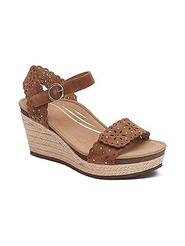 Aetrex Women's Sydney Cutout Espadrille Wedge in Scotch (view 1)