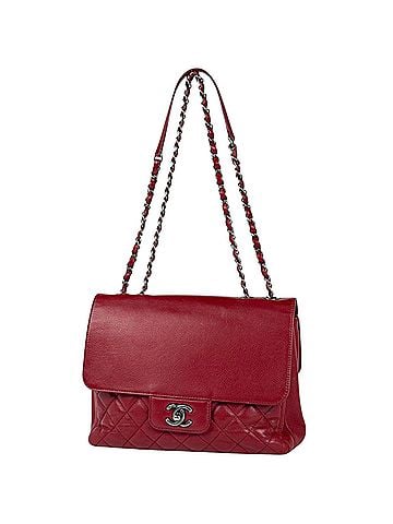 Chanel Chanel CHANEL Shoulder Bag Coco Mark Double Face Chain Caviar Skin Red Women's (view 1)