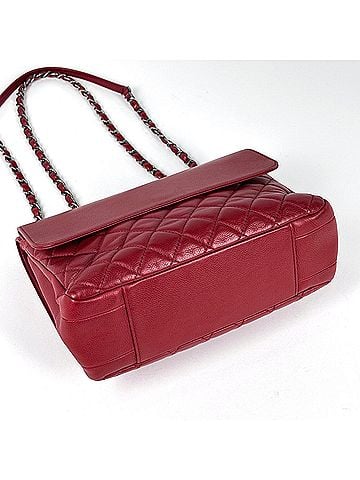 Chanel Chanel CHANEL Shoulder Bag Coco Mark Double Face Chain Caviar Skin Red Women's (view 2)