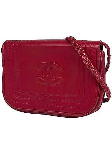 Chanel Chanel CHANEL Shoulder Bag Coco Mark Leather Red Women's (view 1)