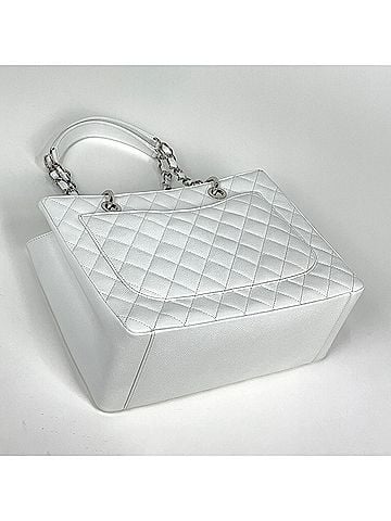 Chanel Chanel tote bag, Coco Mark, Matelassé, caviar leather, white, women's. (view 2)