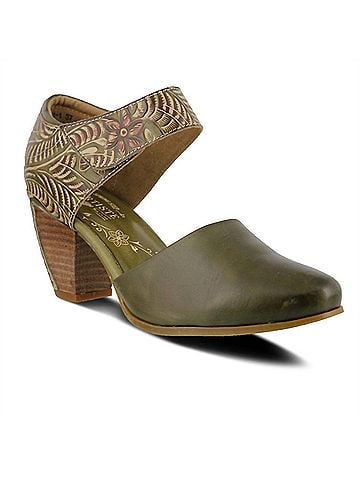 Spring Step Women's Toolie Heeled Mary Jane Shoes in Olive (view 1)