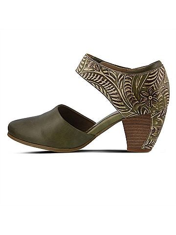 Spring Step Women's Toolie Heeled Mary Jane Shoes in Olive (view 2)
