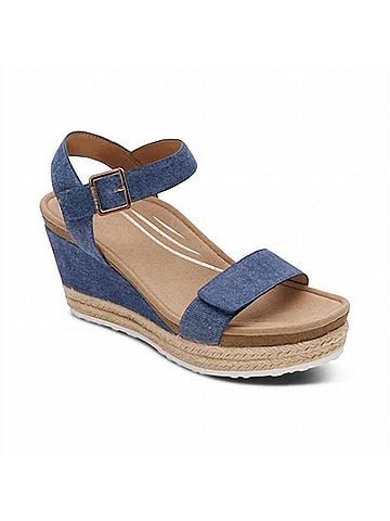 Aetrex Women's Sydney Espadrille Quarter Strap Sandals in Denim (view 1)