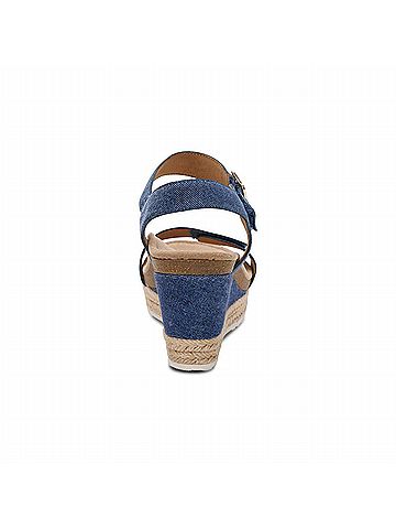 Aetrex Women's Sydney Espadrille Quarter Strap Sandals in Denim (view 2)