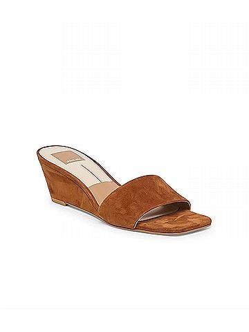 Dolce Vita Women's Qaily Nubuck Wedge Sandals in Dark Brown (view 1)