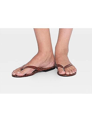 Anine Bing Women's Noelle Thong Sandals in Embossed Brown (view 2)