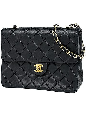 Chanel Chanel Matelassé Single Flap Shoulder Bag with Coco Mark, Leather, Black, Women's (view 1)