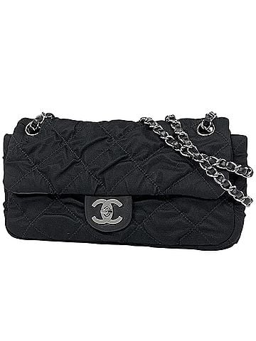 Chanel Chanel Matelassé Shoulder Bag with Double Chain, Canvas, Black, Women's (view 1)