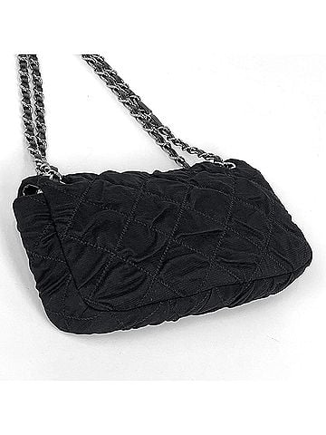 Chanel Chanel Matelassé Shoulder Bag with Double Chain, Canvas, Black, Women's (view 2)
