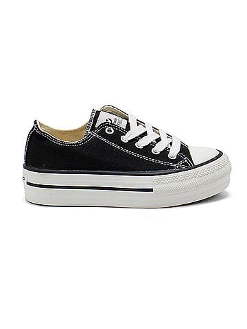 Victoria Girls' Tribu Canvas Platform Trainers Shoes in Black (view 1)